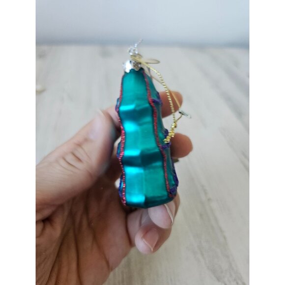 Seasons cannon falls tree glass ornament Xmas green sparkle glitter - Picture 3 of 7